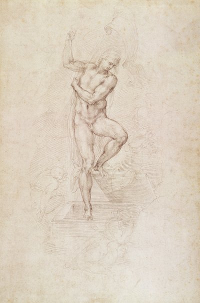 De Verrezen Christus, studie voor de fresco van Het Laatste Oordeel in de Sixtijnse Kapel, Vaticaan door Michelangelo Buonarroti